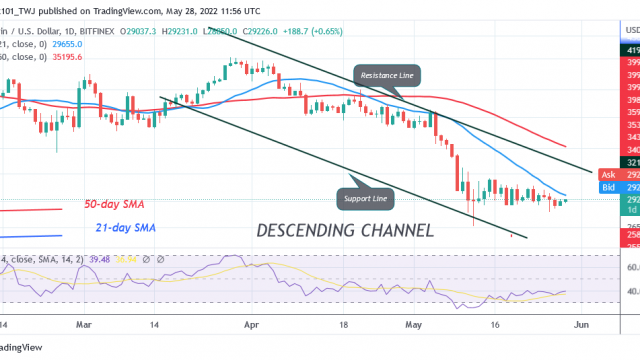 Bitcoin-prijsvoorspelling voor vandaag 28 mei: BTC-prijs blijft onder $ 29,5K