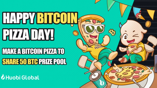 Huobi Global viert Bitcoin Pizza Day met een prijzenpot van 50 BTC: pak vandaag nog een stukje!